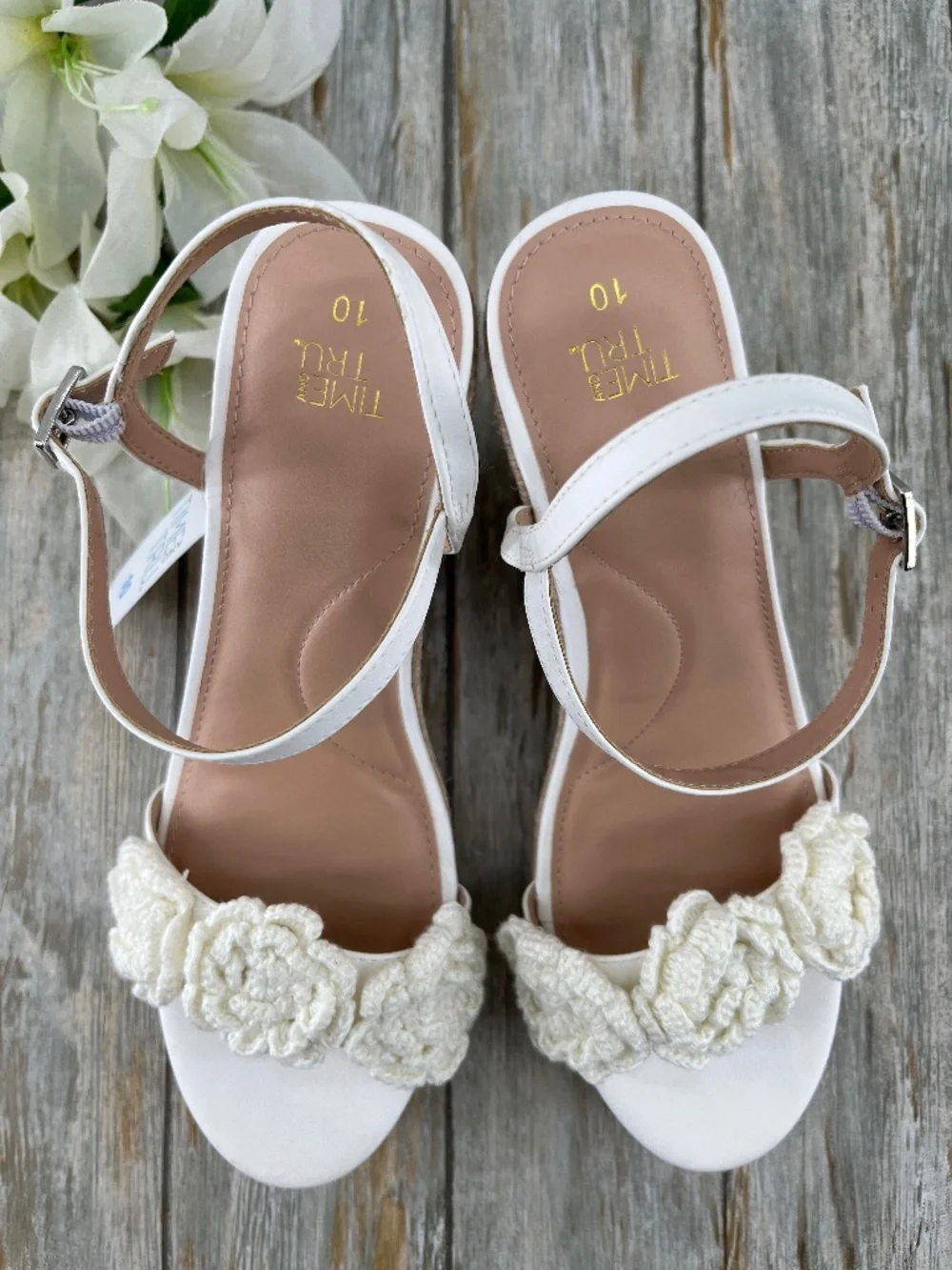 Macrame Flower Espadrille Wedge Sandals Shoes Size 10